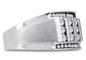 Men's 1/2 Carat Diamond Wedding Band In 14K White Gold (I-J, I1-I2), 12.63mm Wide By SuperJeweler
