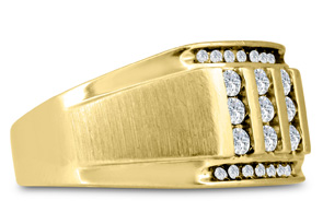 Men's 1/2 Carat Diamond Wedding Band In 14K Yellow Gold (I-J, I1-I2), 12.63mm Wide By SuperJeweler