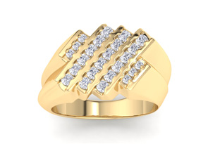 Men's 1/2 Carat Diamond Wedding Band In 14K Yellow Gold (I-J, I1-I2), 11.38mm Wide By SuperJeweler