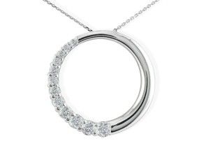 1/4 Carat Circle Style Journey Diamond Pendant Necklace, 14k White Gold (1.4 G), I/J, 18 Inch Chain By SuperJeweler
