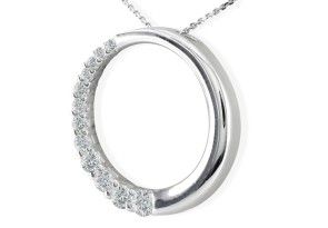 1/4 Carat Circle Style Journey Diamond Pendant Necklace, 14k White Gold (1.4 G), I/J, 18 Inch Chain By SuperJeweler