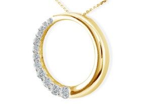 1/4 Carat Circle Style Journey Diamond Pendant Necklace, 14k Yellow Gold (1.4 G), I/J, 18 Inch Chain By SuperJeweler