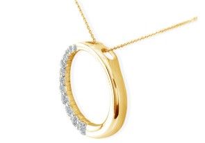 1/4 Carat Circle Style Journey Diamond Pendant Necklace, 14k Yellow Gold (1.4 G), I/J, 18 Inch Chain By SuperJeweler