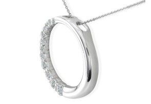 1/2 Carat Circle Style Journey Diamond Pendant Necklace, 14k White Gold (1.75 G), I/J, 18 Inch Chain By SuperJeweler