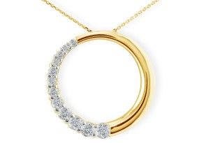 3/4 Carat Circle Style Journey Diamond Pendant Necklace, 14k Yellow Gold (5 G), I/J, 18 Inch Chain By SuperJeweler