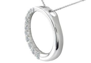 1 Carat Circle Style Journey Diamond Pendant Necklace, 14k White Gold (6 G), I/J, 18 Inch Chain By SuperJeweler