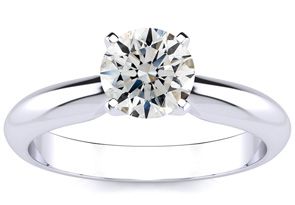 1 Carat Diamond Solitaire Engagement Ring In 14K White Gold (H-I, SI2 Clarity Enhanced) By SuperJeweler