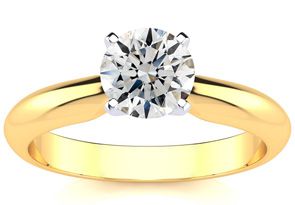 1 Carat Diamond Solitaire Engagement Ring In 14K Yellow Gold (H-I, SI2 Clarity Enhanced) By SuperJeweler