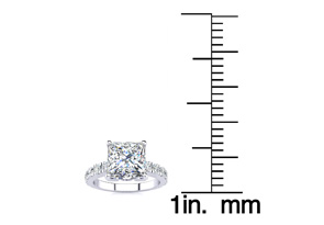 3 1/2 Carat Princess Cut Diamond Engagement Ring W/ 2.5 Carat Center Diamond In 14K White Gold (I-J, I1-I2 Clarity Enhanced) By SuperJeweler