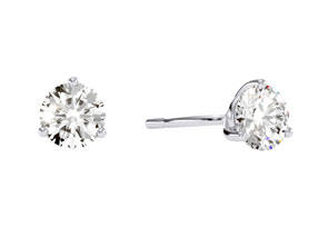 1 Carat Round Diamond Stud Earrings In 14K White Gold W/ Martini Setting (H-I, I2-I3) By SuperJeweler