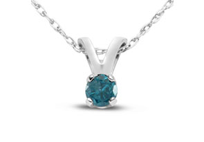 Blue Diamond Solitaire Pendant Necklace (1/10 Ct) In Sterling Silver W/ 18 Chain, 18 Inch Chain By SuperJeweler