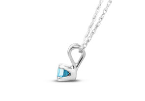 Blue Diamond Solitaire Pendant Necklace (1/10 Ct) In Sterling Silver W/ 18 Chain, 18 Inch Chain By SuperJeweler