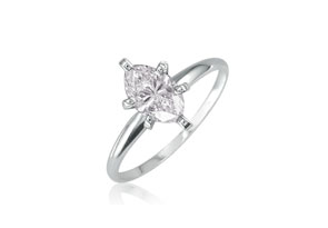 1/3 Carat Marquise Diamond Solitaire Ring In 14K White Gold (H-I, SI2-I1) By SuperJeweler