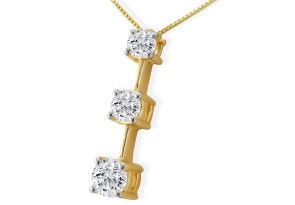1/2 Carat Diamond Pendant Necklace In 10k Yellow Gold (2.5 Grams) (I-J, I2-I3), 18 Inch Chain By Hansa