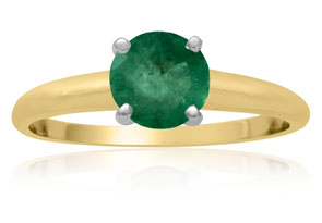 1 Carat Emerald Solitaire Engagement Ring In 14K Yellow Gold By SuperJeweler