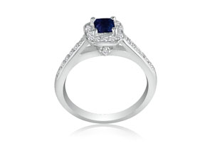 Hansa 2/3 Carat Sapphire & Diamond Princess Cut Engagement Ring In 14k White Gold (H-I, SI2-I1)