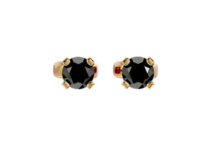 1/10 Carat Black Diamond Stud Earrings In Yellow Gold (0.2 G) By SuperJeweler