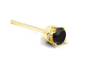 3/4 Carat Black Single Diamond Stud Earring In 14k Yellow Gold By SuperJeweler