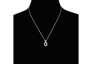 3.50 Carat Fine Quality Sapphire & Diamond Necklace In 14K White Gold (8.9 G), H/I, 18 Inch Chain By Hansa
