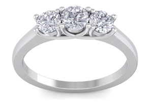 1 Carat Three Diamond Ring In White Gold (3.30 G) (G-H Color,  Clarity Enhanced) By SuperJeweler