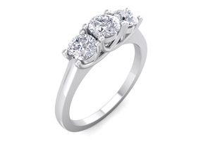 1 Carat Three Diamond Ring In White Gold (3.30 G) (G-H, I2-I3 Clarity Enhanced) By Hansa