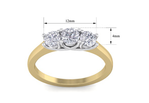 1 Carat Three Diamond Ring In Yellow Gold (3.30 G) (G-H, I2-I3 Clarity Enhanced) By SuperJeweler