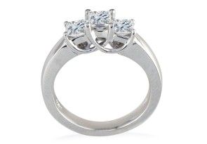 1 Carat Princess Cut Three Diamond Ring In 14k White Gold (H-I, SI2-I1) By SuperJeweler