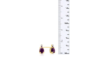 1.25 Carat Pear Amethyst & Diamond Earrings In 14k Yellow Gold (0.7 G), J/K By SuperJeweler