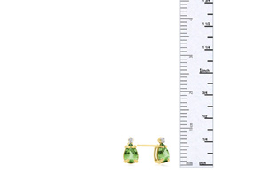 1.25 Carat Pear Peridot & Diamond Earrings In 14k Yellow Gold (0.7 G), J/K By SuperJeweler