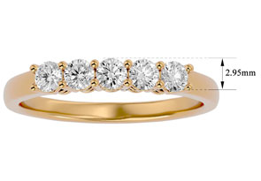 1/2 Carat Five Diamond Wedding Band In Yellow Gold (J-K, I2) By SuperJeweler