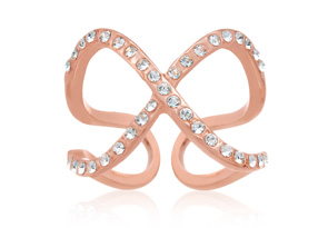 Pave Crystal X Ring In Rose Gold Overlay By SuperJeweler