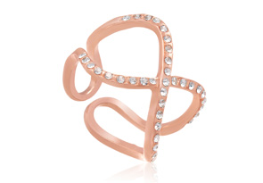 Pave Crystal X Ring In Rose Gold Overlay By SuperJeweler