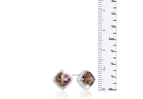 3 3/4 Carat Cushion Cut Smoky Quartz & Diamond Earrings In Sterling Silver, J/K By SuperJeweler