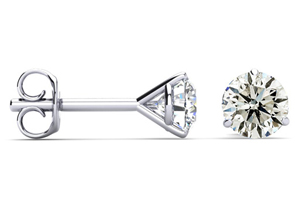 1 Carat Diamond Stud Earrings In Martini Setting, 14K White Gold (1 Gram) (I-J, I2 Clarity Enhanced) By SuperJeweler