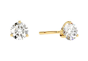 1 Carat Natural Genuine Diamond Stud Earrings In Martini Setting, 14K Yellow Gold (H-I, I1-I2) By SuperJeweler