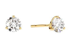 1.5 Carat Natural Genuine Diamond Stud Earrings In Martini Setting 14K Yellow Gold (H-I, I1-I2) By SuperJeweler