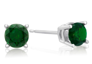 1/2 Carat Green Diamond Stud Earrings In White Gold