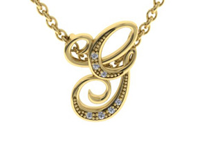 Letter G Diamond Initial Necklace In Yellow Gold (2.2 G) W/ 6 Diamonds, I/J, 18 Inch Chain By SuperJeweler