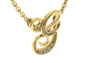 Letter G Diamond Initial Necklace In Yellow Gold (2.2 G) W/ 6 Diamonds, I/J, 18 Inch Chain By SuperJeweler