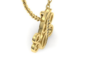 Letter J Diamond Initial Necklace In Yellow Gold (2.2 G) W/ 6 Diamonds, I/J, 18 Inch Chain By SuperJeweler