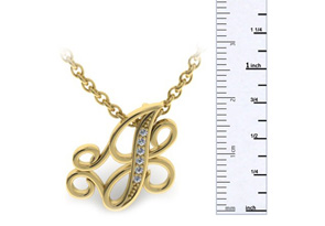 Letter J Diamond Initial Necklace In Yellow Gold (2.2 G) W/ 6 Diamonds, I/J, 18 Inch Chain By SuperJeweler