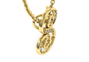 Letter S Diamond Initial Necklace In Yellow Gold (2.2 G) W/ 6 Diamonds, I/J, 18 Inch Chain By SuperJeweler