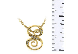 Letter S Diamond Initial Necklace In Yellow Gold (2.2 G) W/ 6 Diamonds, I/J, 18 Inch Chain By SuperJeweler