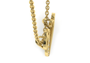 Letter V Diamond Initial Necklace In Yellow Gold (2.2 G) W/ 6 Diamonds, I/J, 18 Inch Chain By SuperJeweler