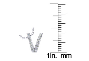 Letter V Diamond Initial Necklace In 14K White Gold (2.4 G) W/ 13 Diamonds, H/I, 18 Inch Chain By SuperJeweler