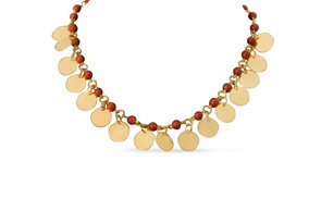 Tiger Eye & Gold Disc Necklace By Passiana