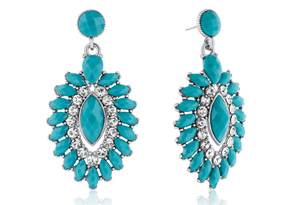 Passiana Evil Eye Crystal Earrings, Turquoise