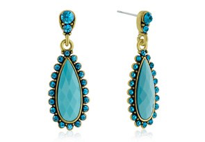 Passiana Drop Crystal Earrings, Turquoise