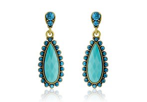 Passiana Drop Crystal Earrings, Turquoise