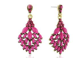 Passiana Cascading Crystal Earrings, Pink